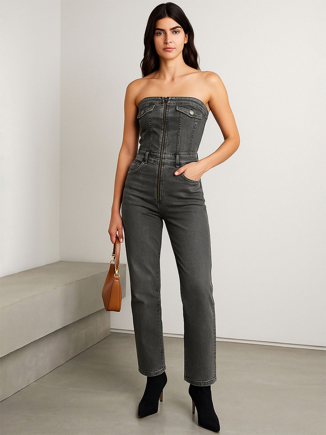 SASSAFRAS Women Off-Shoulder Basic Jumpsuit