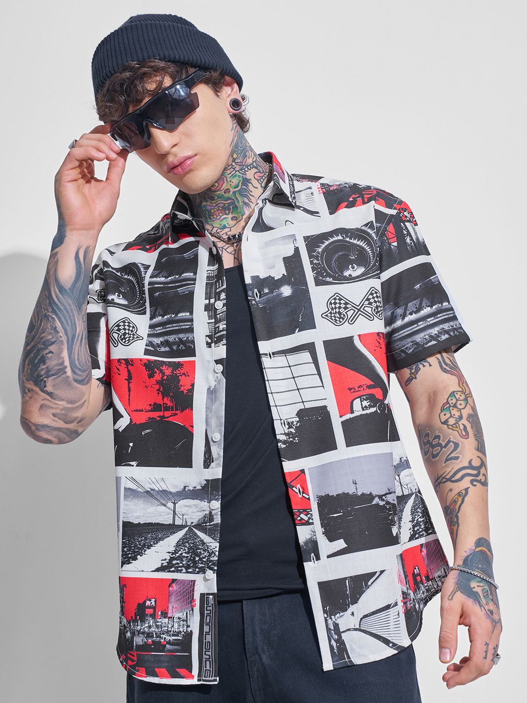HIGHLANDER Graphic Printed Cutaway Collar Casual Relaxed Fit Shirt-picture-39