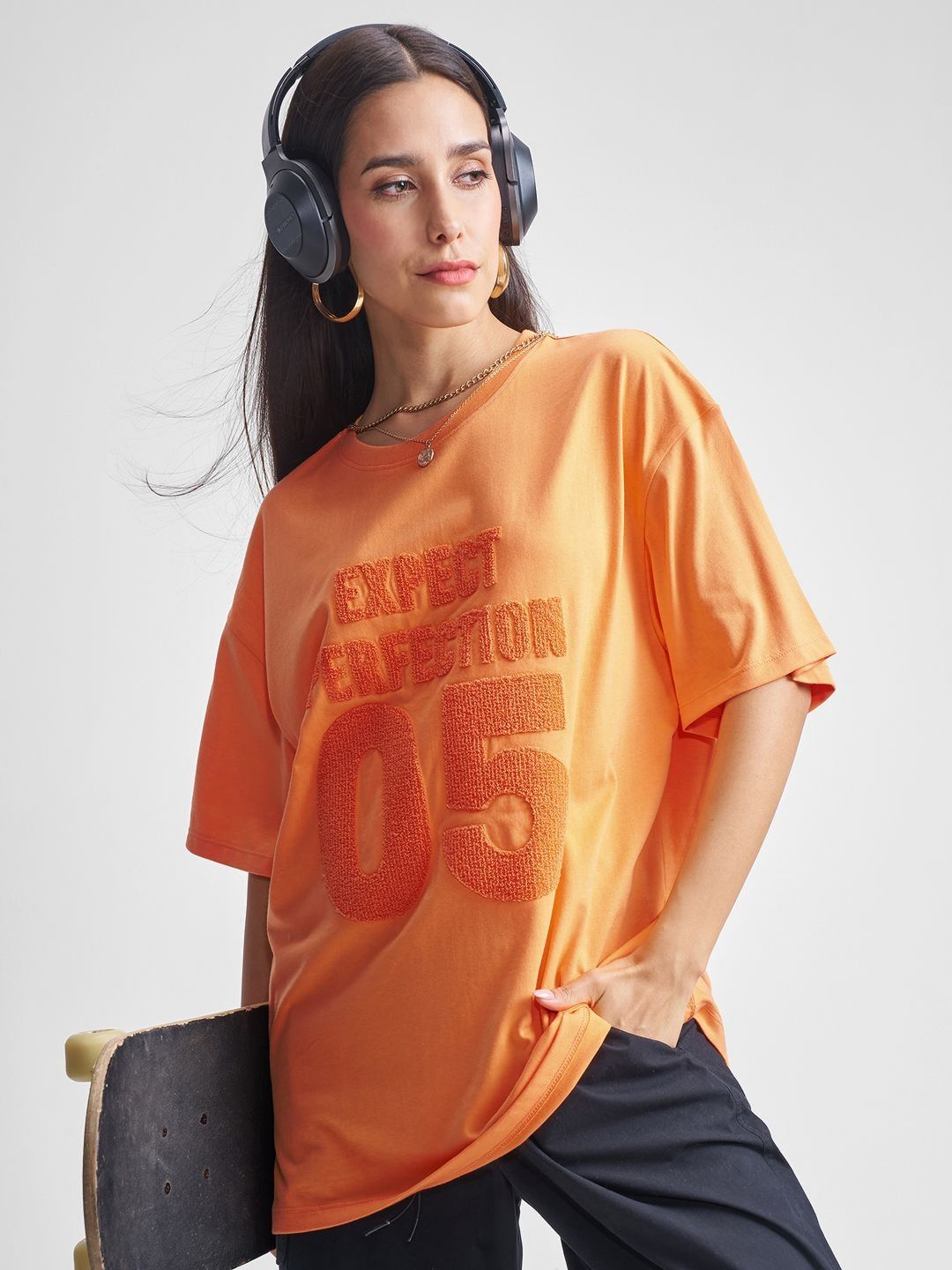 Street By Tokyo Talkies Women Typography Printed Round Neck Oversized T-shirt-picture-24