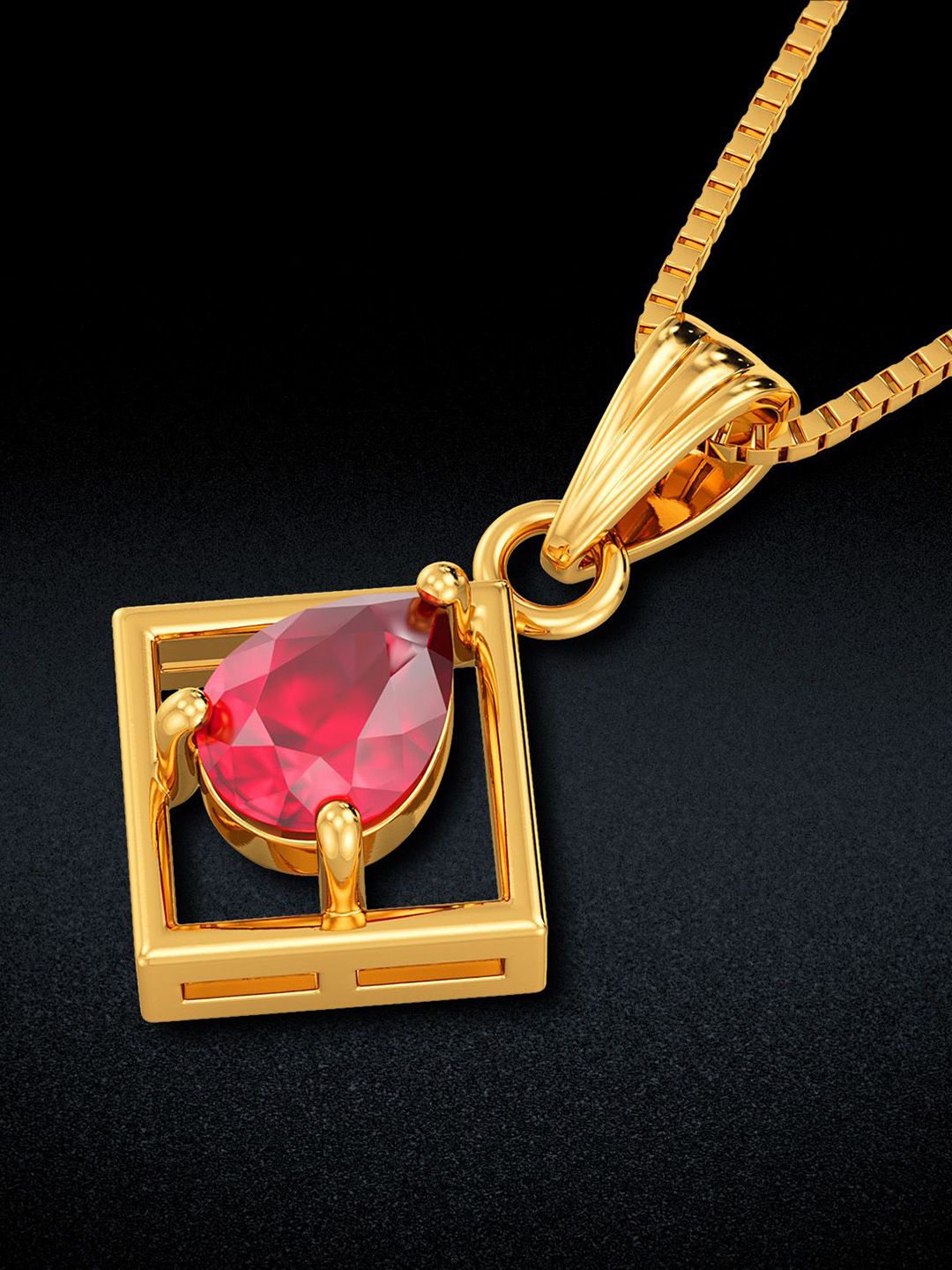 Joyalukkas 22KT Gold Gemstone Square Pendant -3.63 g-picture-23