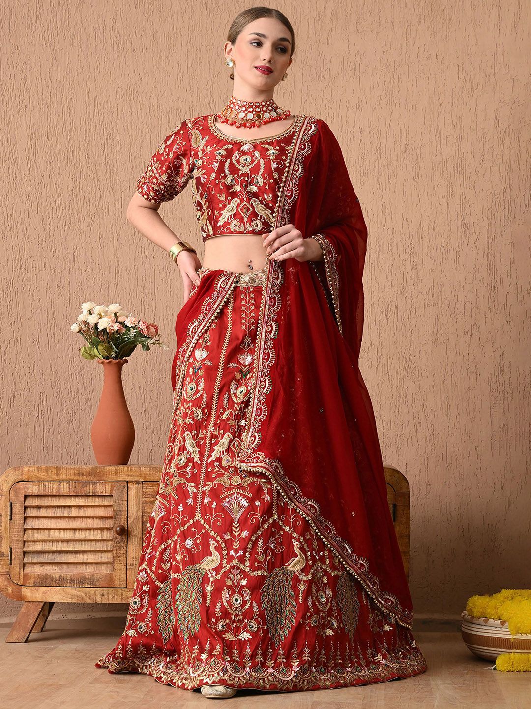 ZARIKALI Embroidered Silk Ready to Wear Lehenga & Choli-image-27
