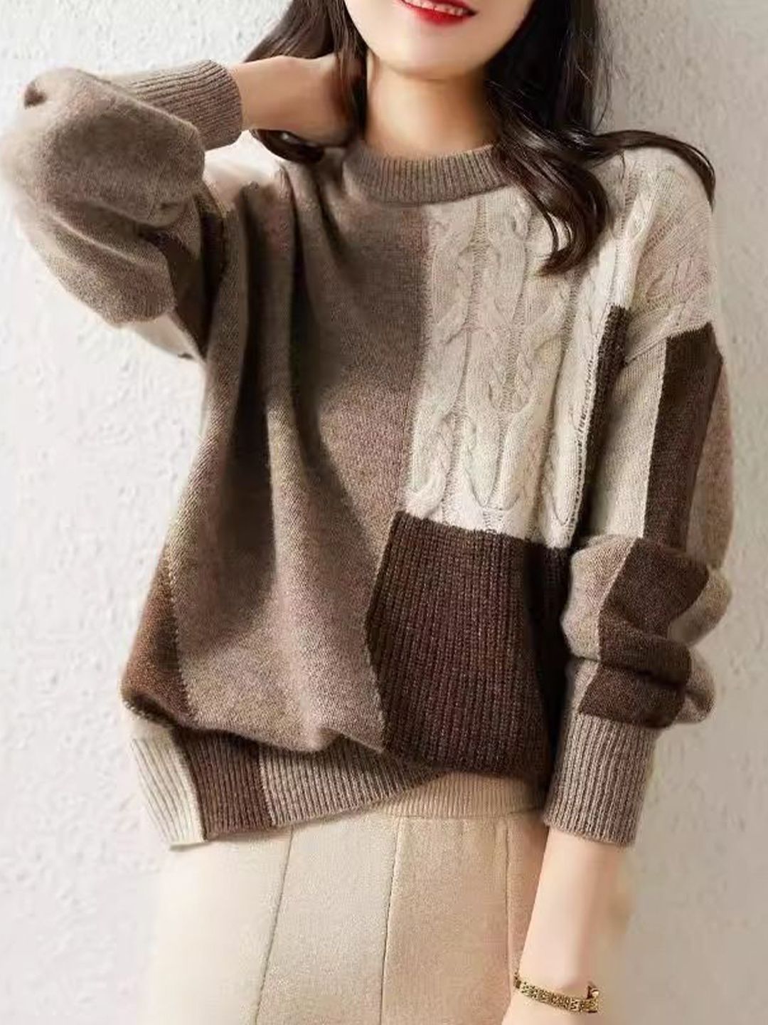 StyleCast Women Colourblocked Cashmere Pullover-picture-21