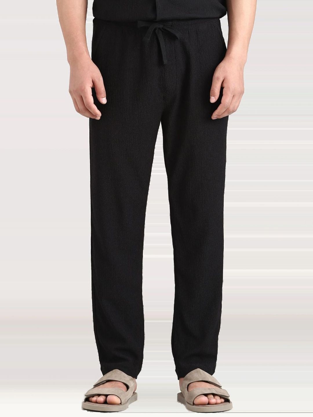 Mufti Men Self Design Relaxed Fit Trousers-picture-18