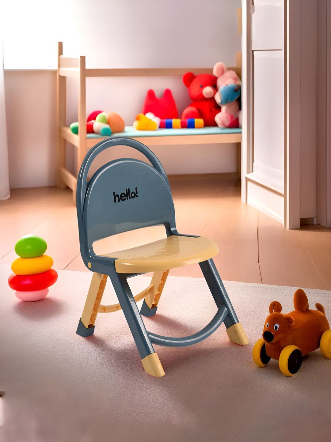 Myntra Elegant Homes Cream-Colored & Grey Foldable Lightweight Portable Kids Chair