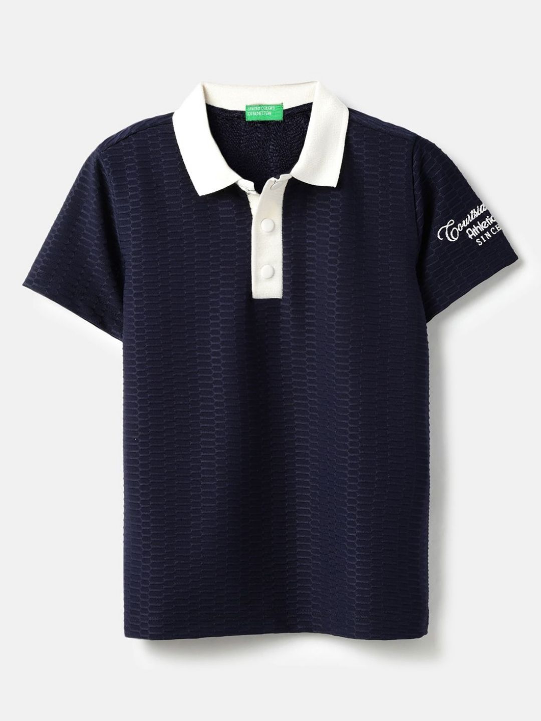 United Colors of Benetton Boys Self Design Polo Collar Pure Cotton T-shirt-picture-20