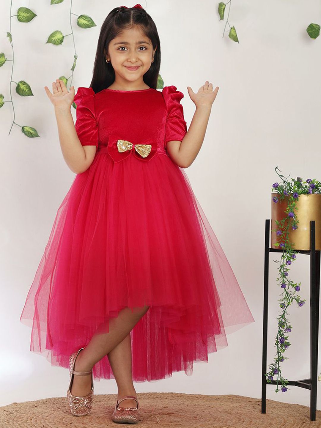 Toy Balloon kids Girls Fit & Flare Puff Sleeves High-Low Dress-picture-12