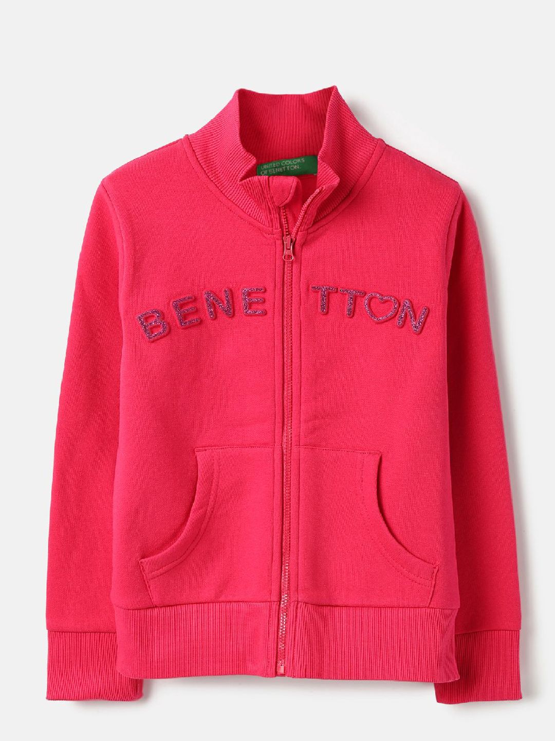 United Colors of Benetton Girls Puff Print Mock Collar Zipper Sweatshirt-picture-35