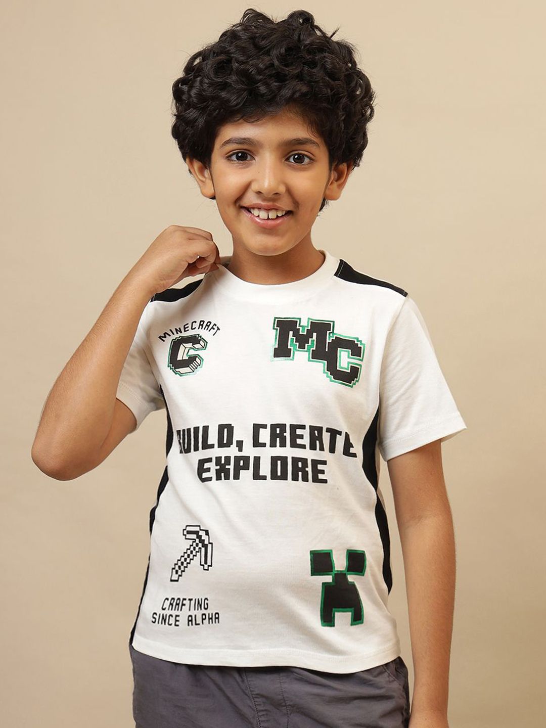 Kids Ville Boys Minecraft Graphic Printed Round Neck Pure Cotton T-shirt-picture-47