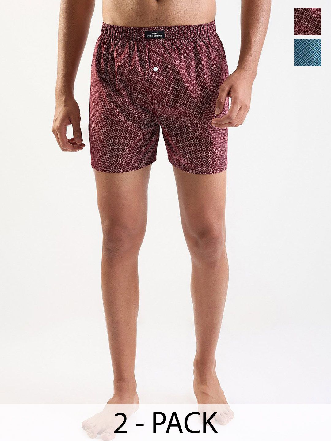 Park Avenue Men Pack Of 2 Printed Pure Cotton Boxers-picture-37