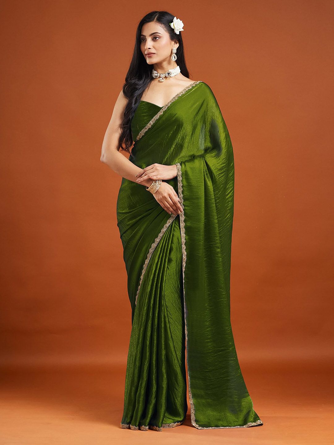 LOROFY Embellished Beads and Stones Border Saree-picture-38