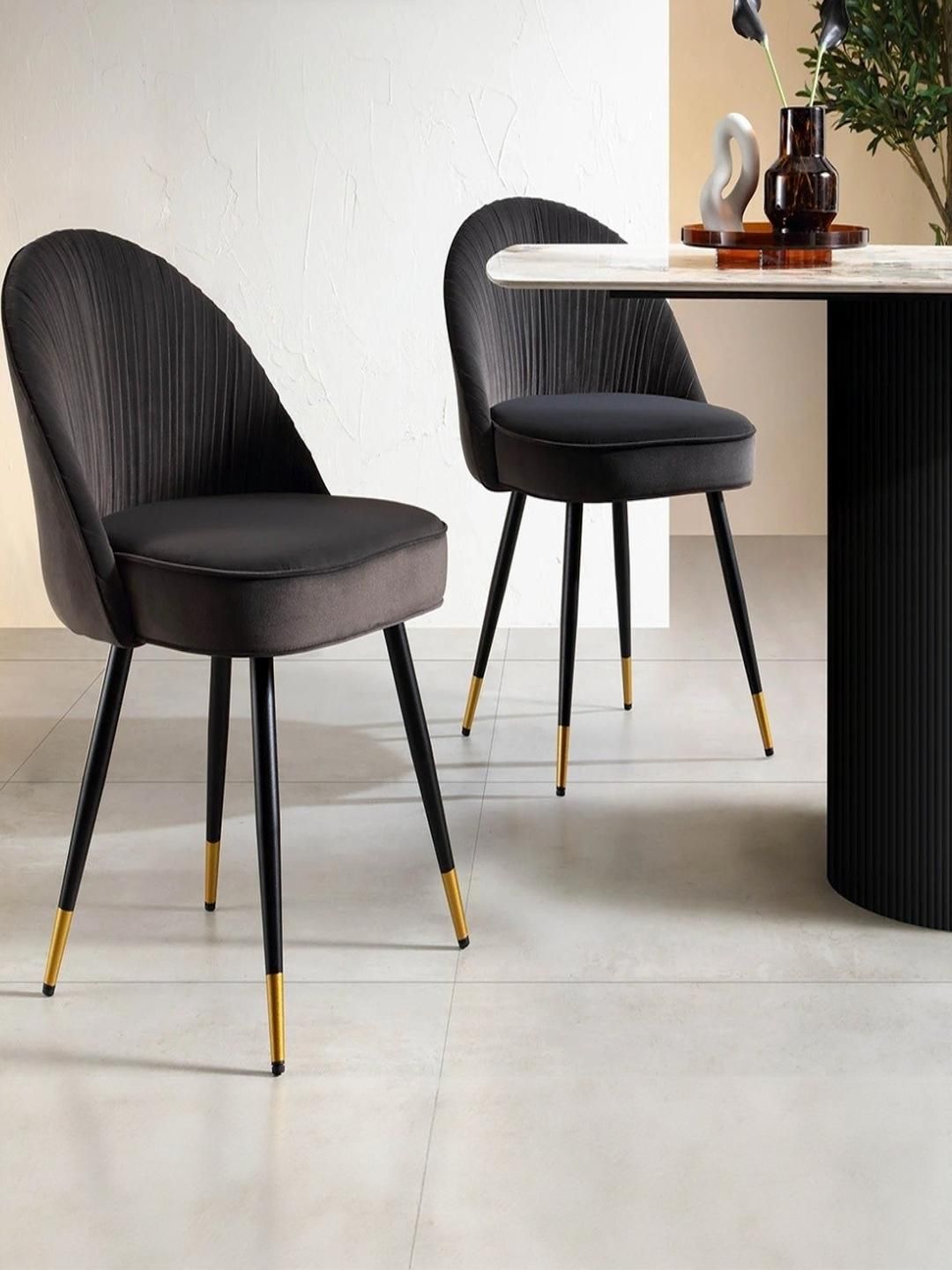 MOMENCE Black Modern Velvet Upholstered Dining Chair