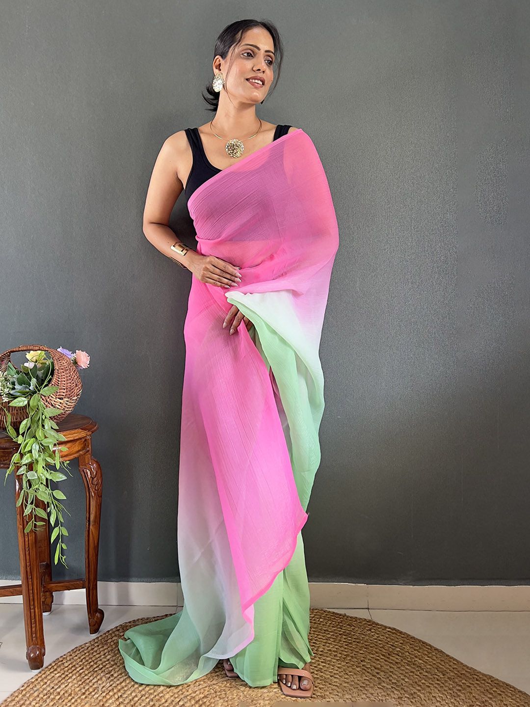 Mitera Tie and Dye Ready to Wear Pure Georgette Saree-picture-25