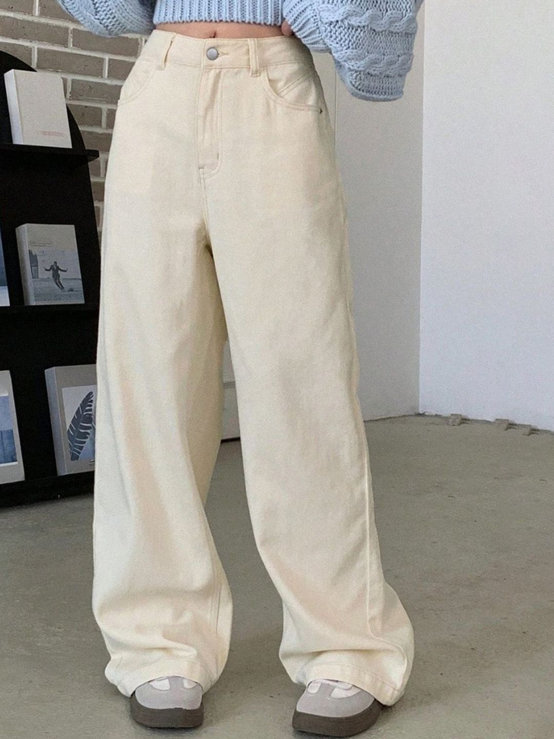 NUCOUTHS Women Super Wide Leg High-Rise Stretchable Jeans-picture-37