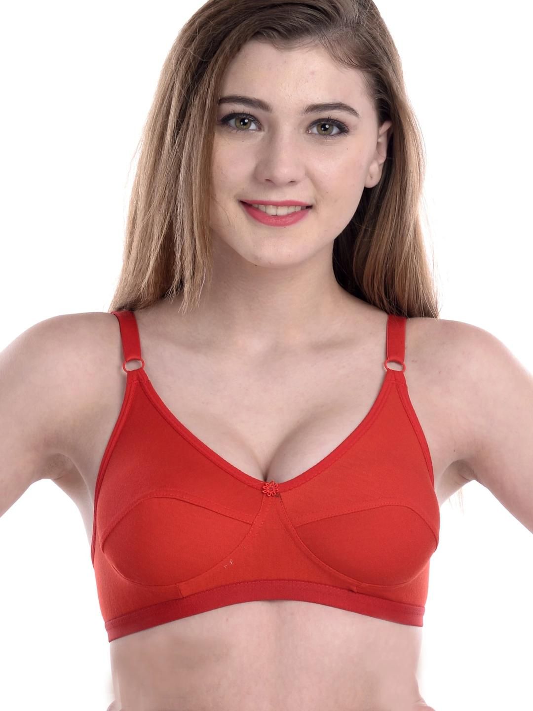 Samvar Red Cotton Non-Wired Non Padded Minimizer Bra-picture-12