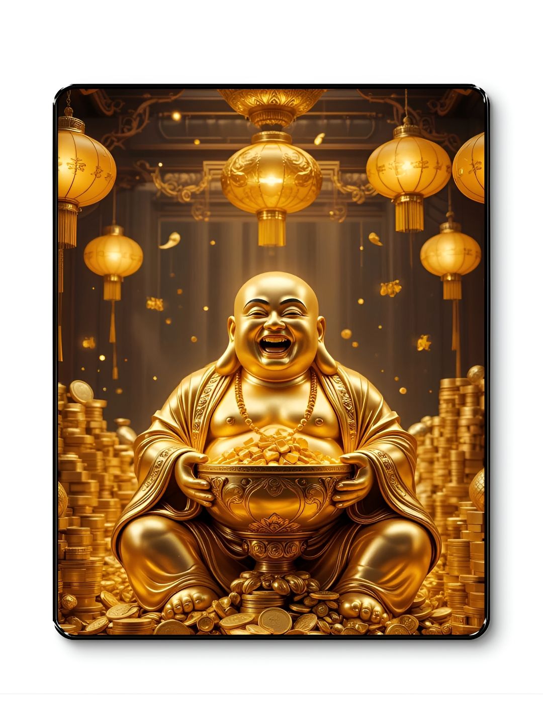 Myntra Elegant Homes Gold-Toned Laughing Buddha Wealth Coin Wall Art-picture-47