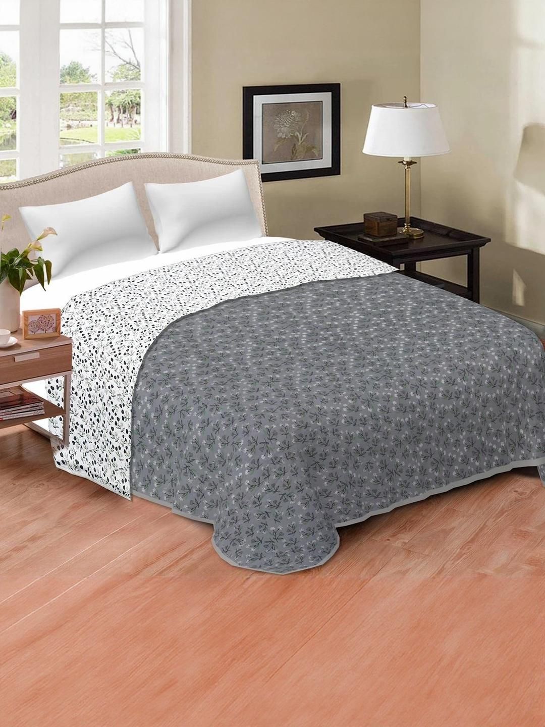 Anadhika Grey & White Floral Printed Cotton Reversible AC Room Single Bed Dohar-picture-22