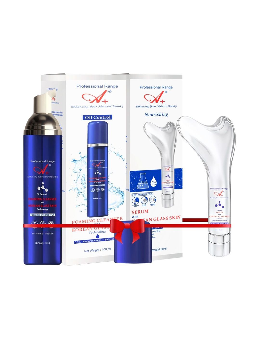 A+ Professional Range Set Of 2 Korean Glass Skin Foaming Cleanser-100 ml & Face Serum-30ml-picture-22