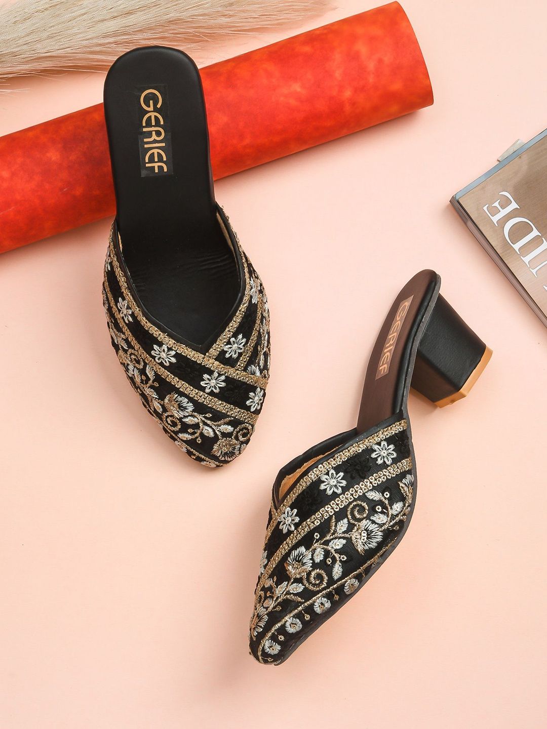 GERIEF Women Floral Embroidered Ethnic Mules-picture-29