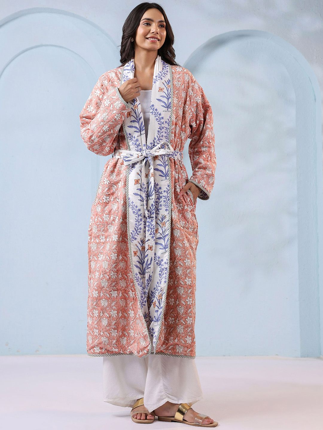 Jaipur Morni English Rose Floral Printed Pure Cotton Robe-picture-55