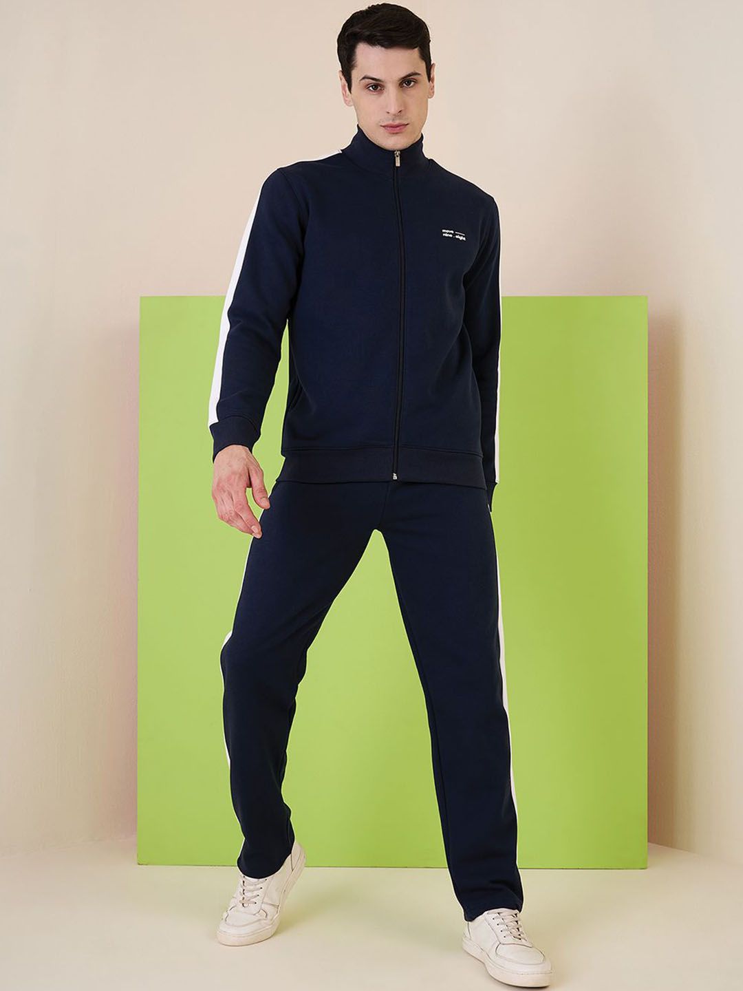 Sweet Dreams Men Mock Collar Side Stripes Tracksuit-image-13