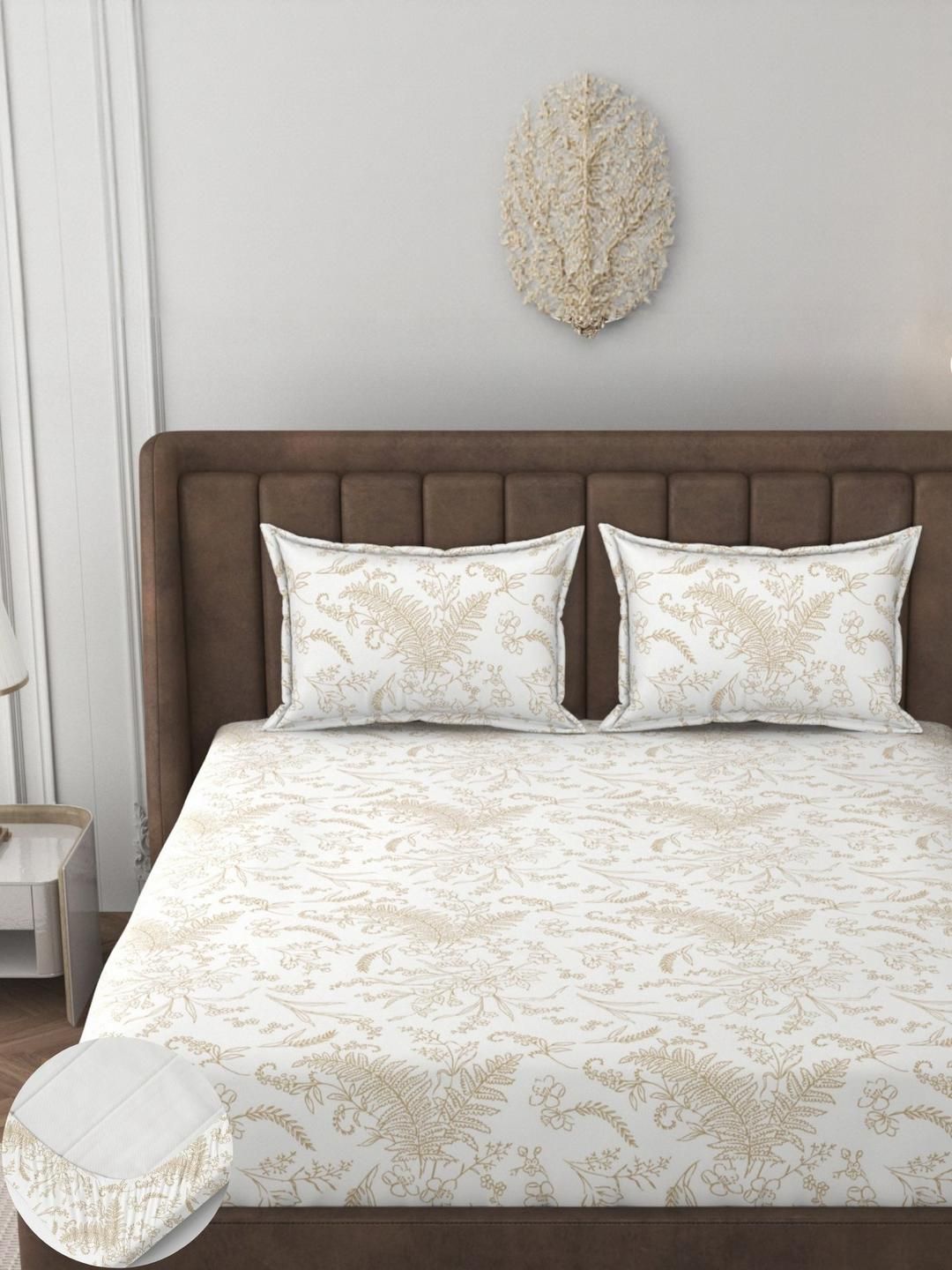 HIDECOR Super soft glace cotton printed elastic fitted bedsheet with 2 pillow cover-picture-12