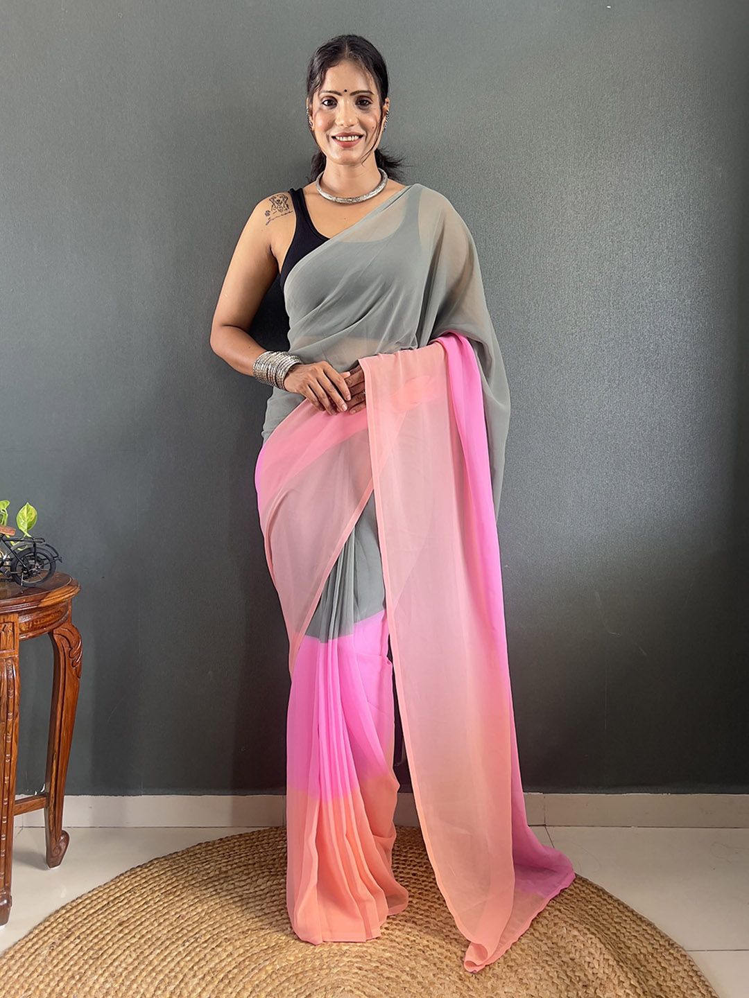 Mitera Ombre Dyed Pure Georgette Saree-picture-38