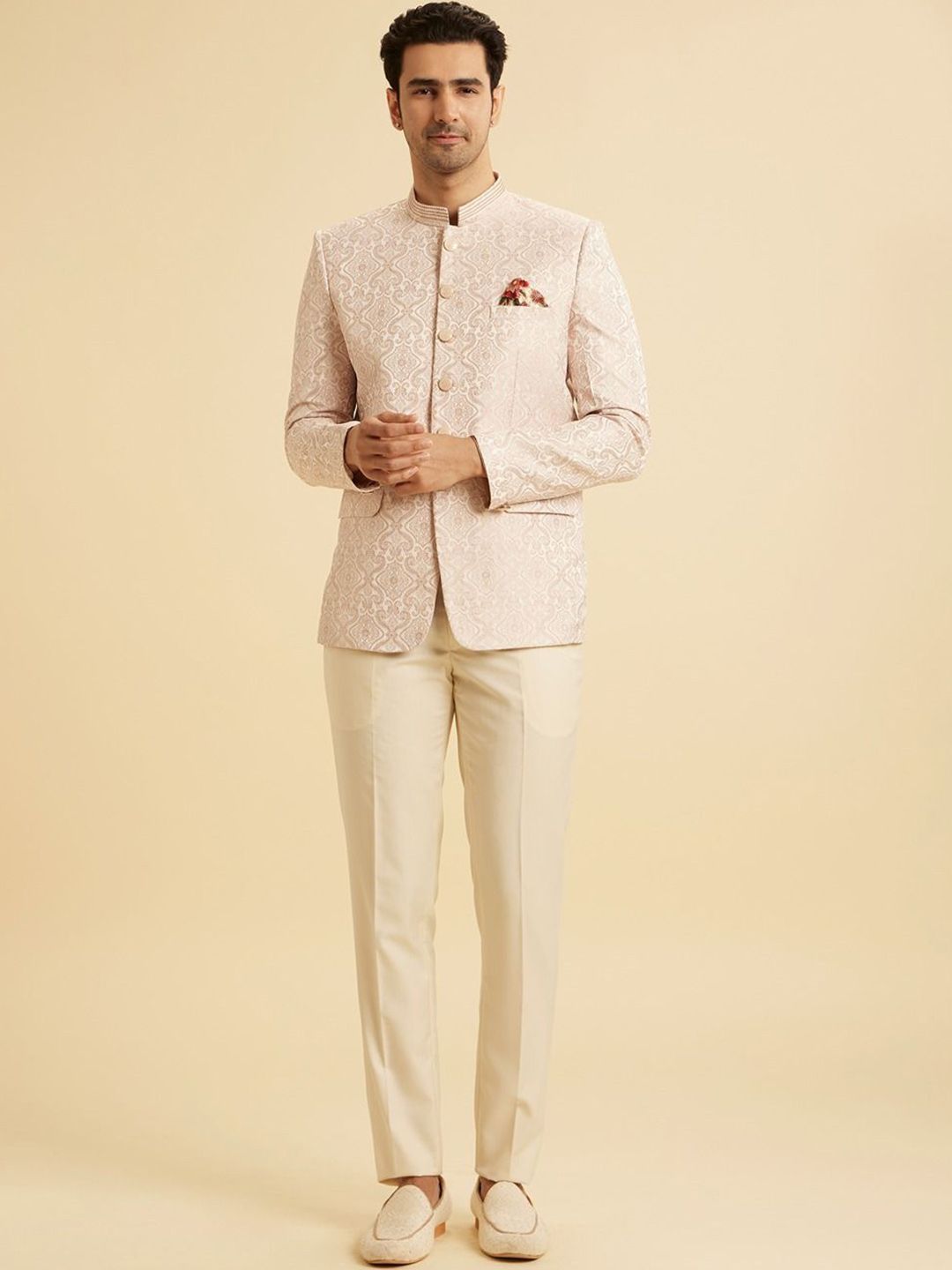 Manyavar Men Printed Single-Breasted Two-Piece Jodhpuri Suit-picture-36