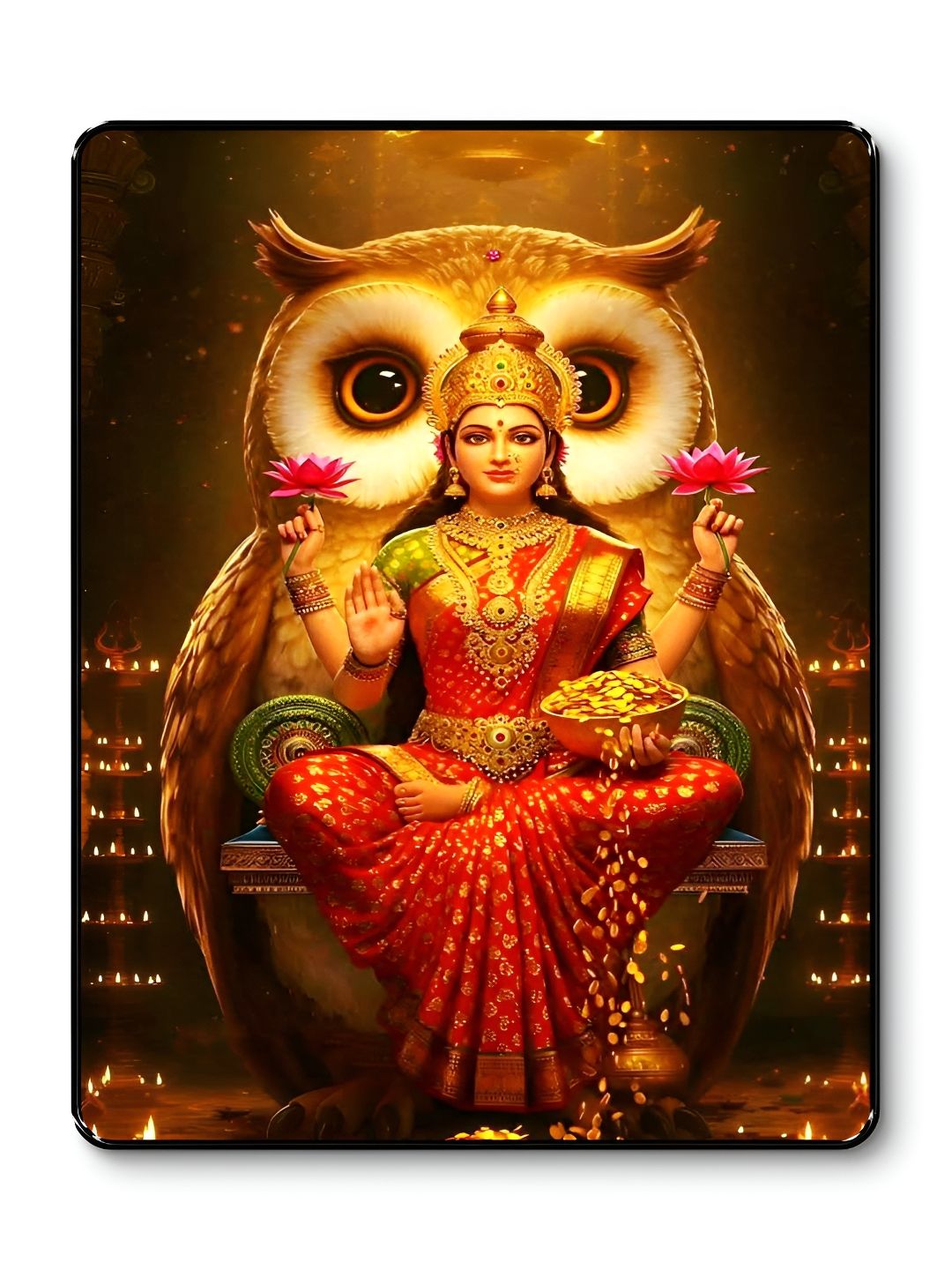 Myntra Elegant Homes Black & Red Goddess Lakshmi Owl Religious Wall Art-picture-42