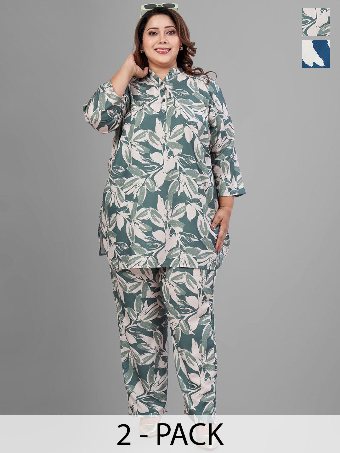 tittli Women Fully Printed Rayon Poly Fabric Printed 3XL Co-Ord Set-picture-34