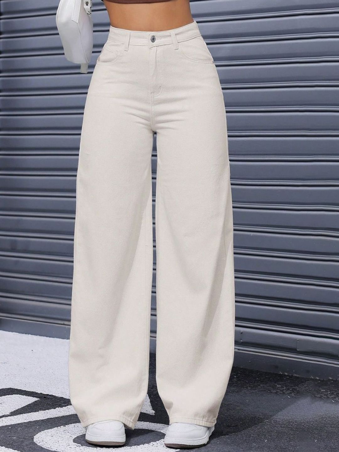 NU CLOTHS Women Comfort Wide Leg High-Rise Denim Stretchable Jeans