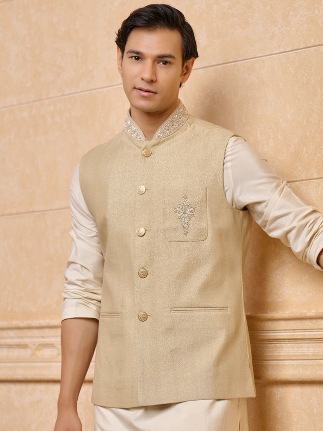 Tasva Embroidered Woven Nehru Jacket-picture-40