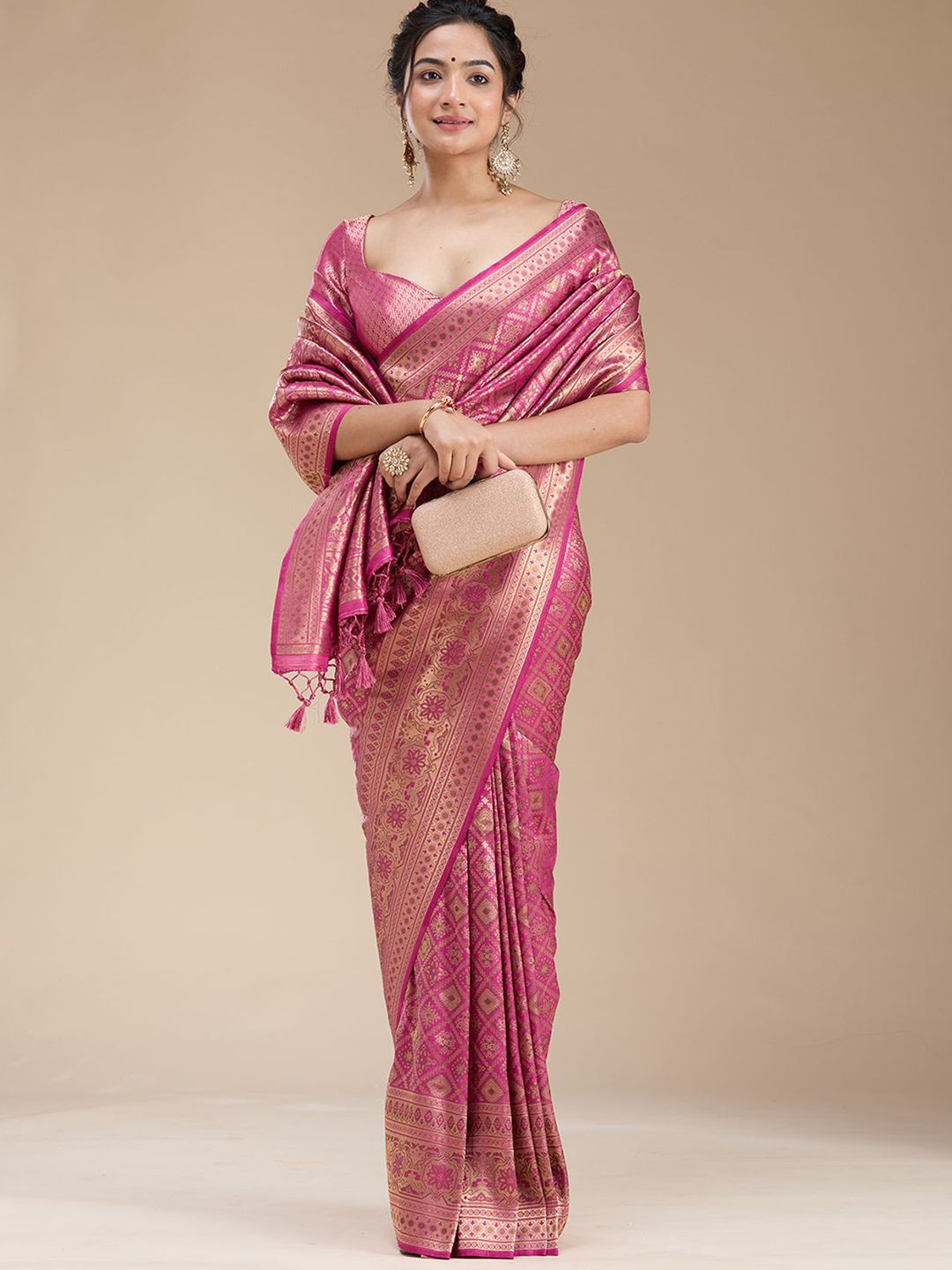 Koskii Rani Pink Banarasi Silk Saree-picture-10