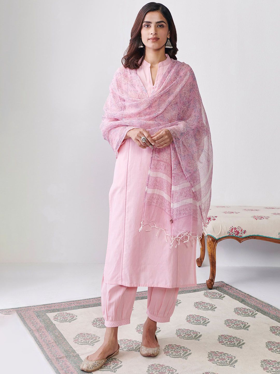 DMUNESH FASHION Women Regular Sequinned Kurta with Patiala & Dupatta