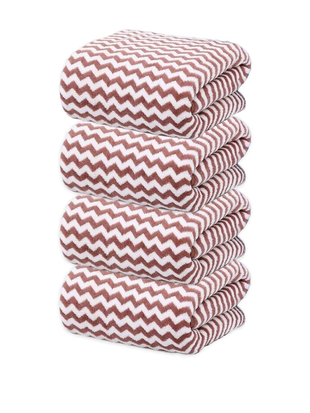 Black gold Purple 4 Piece Striped Terry Cotton 300 GSM Towel Set-picture-42