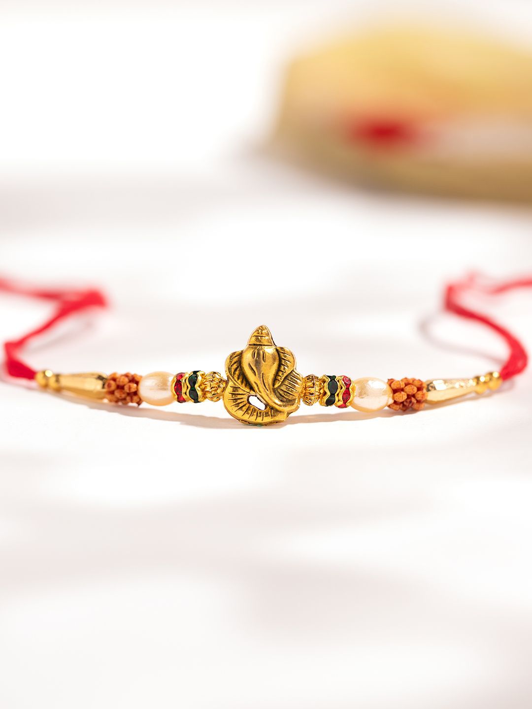 IMARA Stones Studded & Beaded Ganesha Thread Rakhi-picture-48