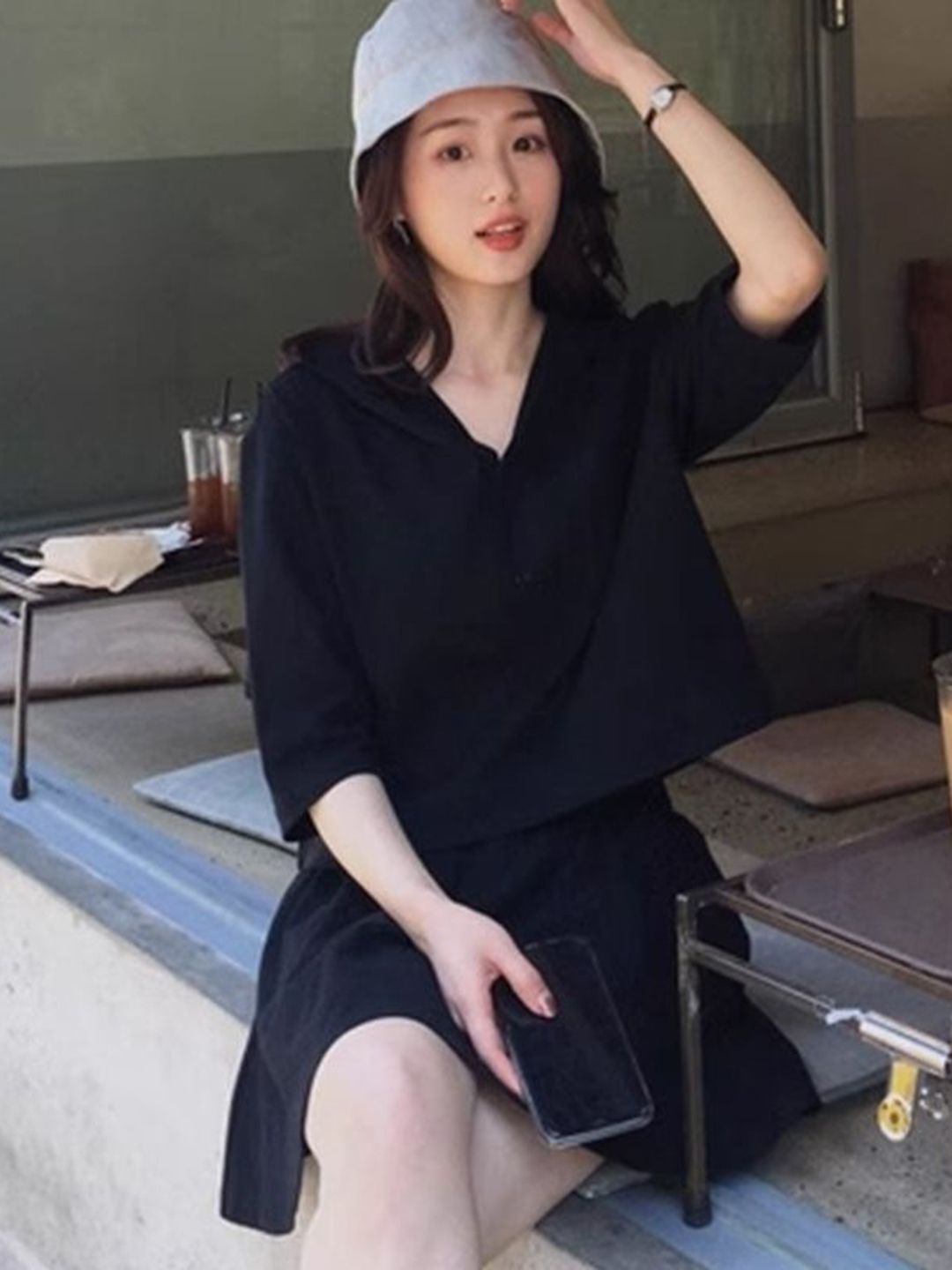 StyleCast x Revolte Women Hooded T-shirt with Skirt-picture-13