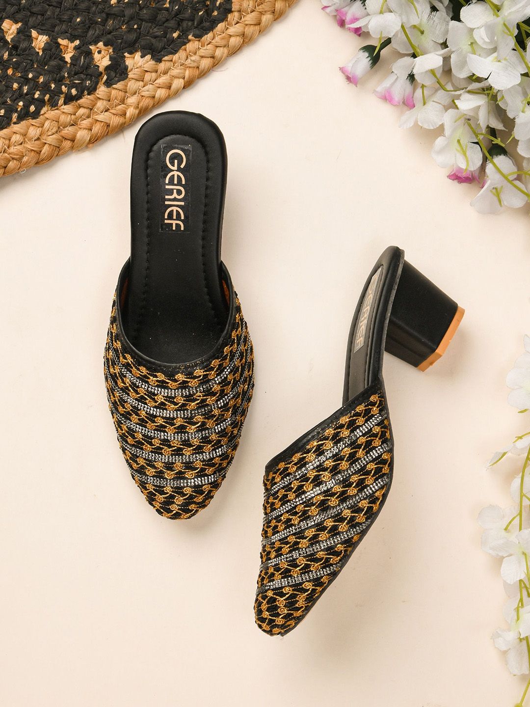 GERIEF Women Embellished Block Heels Sandals With Ethnic - Embellished-image-44