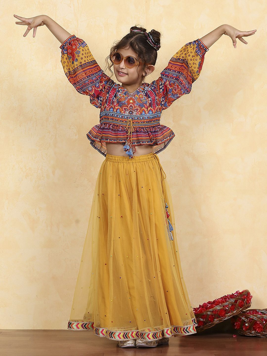 Biba Girls Printed Ready to Wear Lehenga &-picture-21