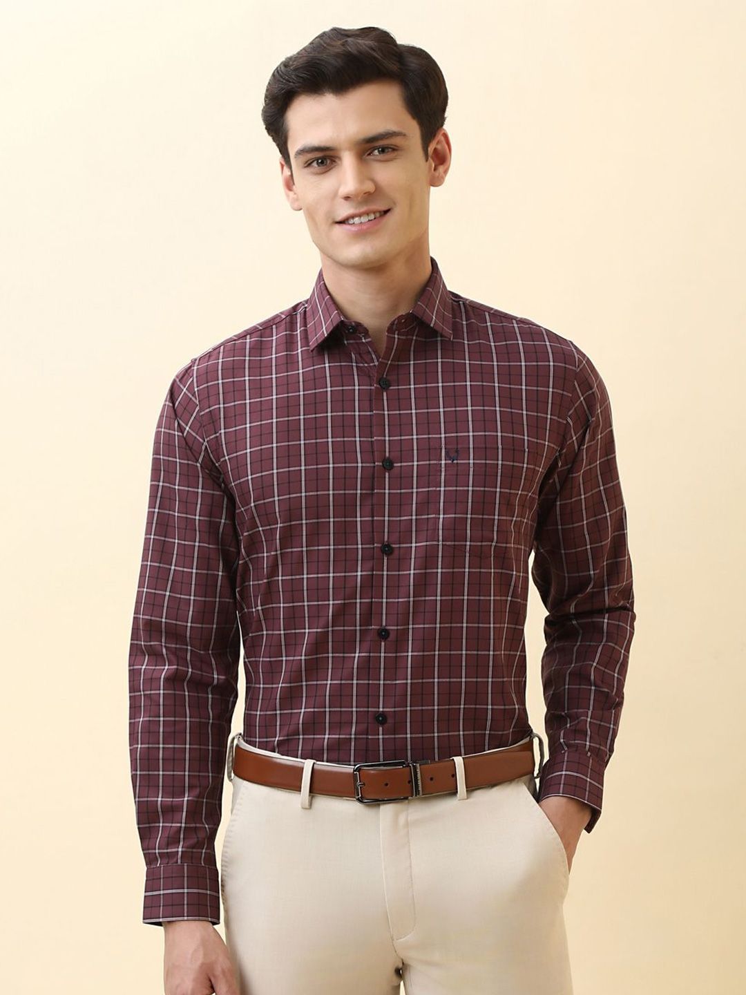 Allen Solly Slim Fit Grid Tattersall Checked Pure Cotton Formal Shirt-picture-40