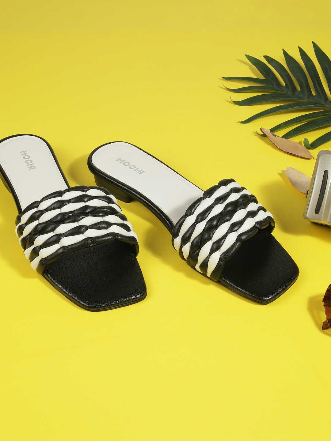 Mochi Women Textured Open Toe Block Heels Sandals-image-8