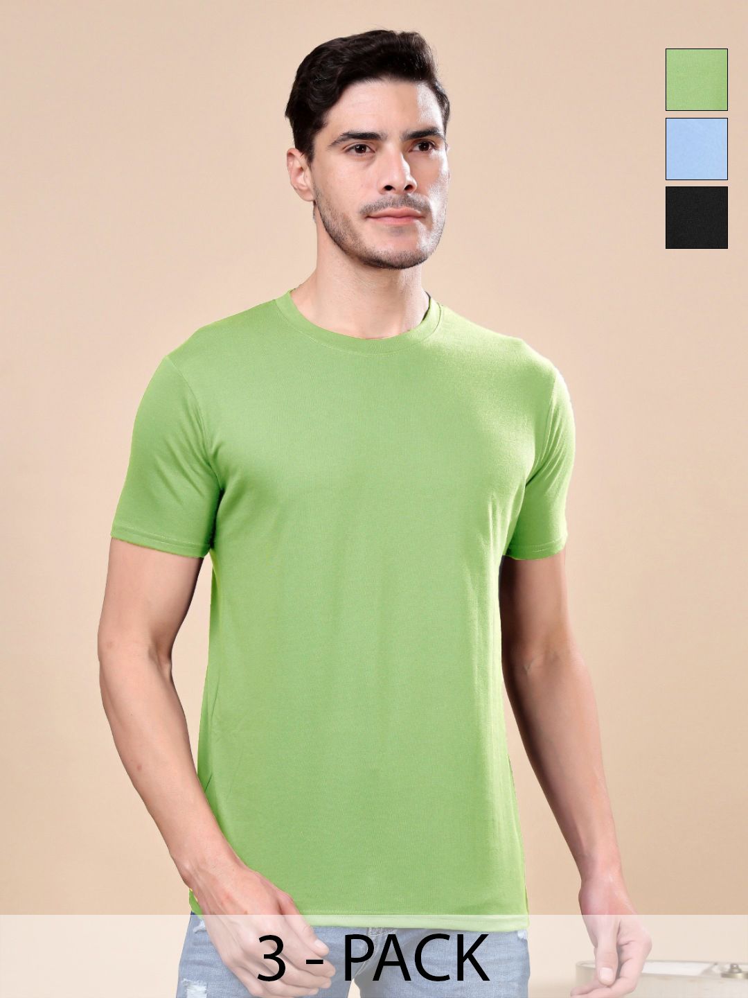 TQH Men Pack of 3 Dry Fit Solid Round Neck Slim Fit T-shirts-picture-12