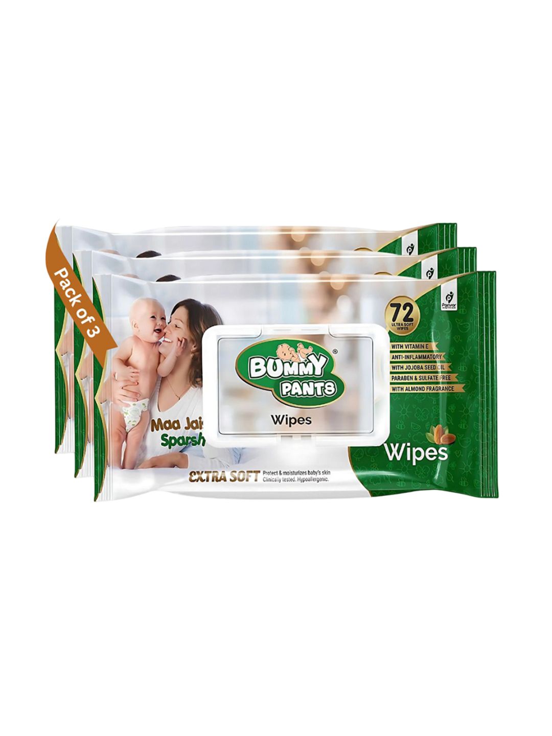 Bummy Pants Kids Set of 3 Moisturizing Baby Wipes - 72 Wipes Per Pack-picture-17