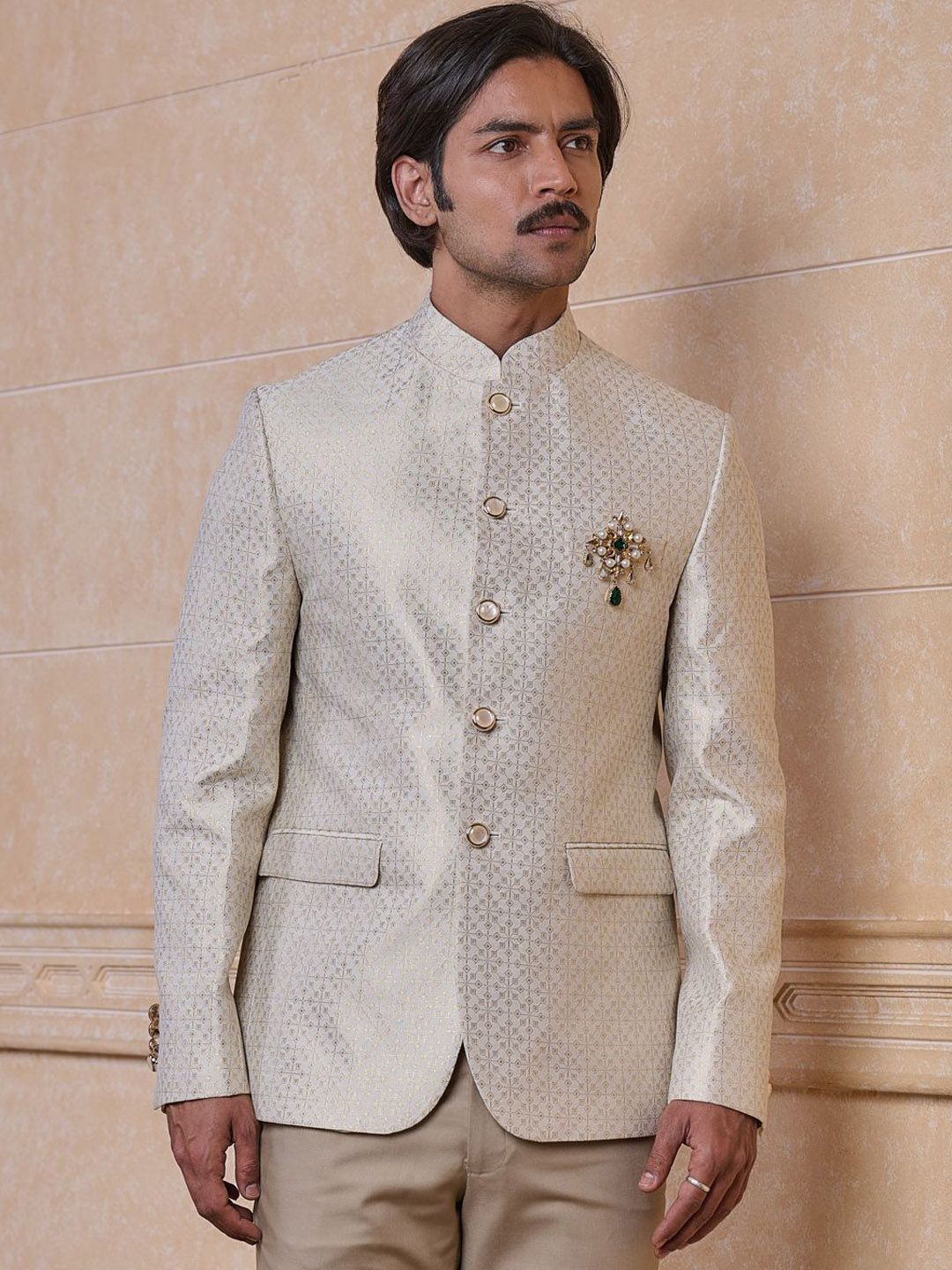Tasva Printed Jodhpuri Bandhgala Blazer-picture-29