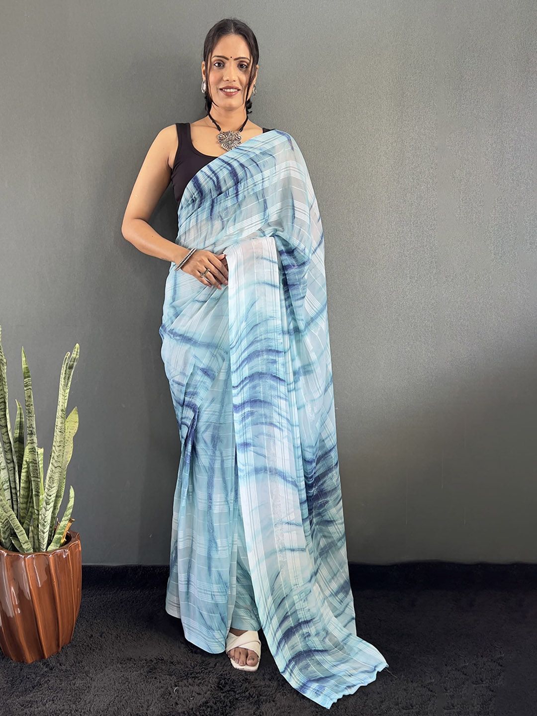 Mitera Women Tie and Dye Pure Georgette Saree-picture-21