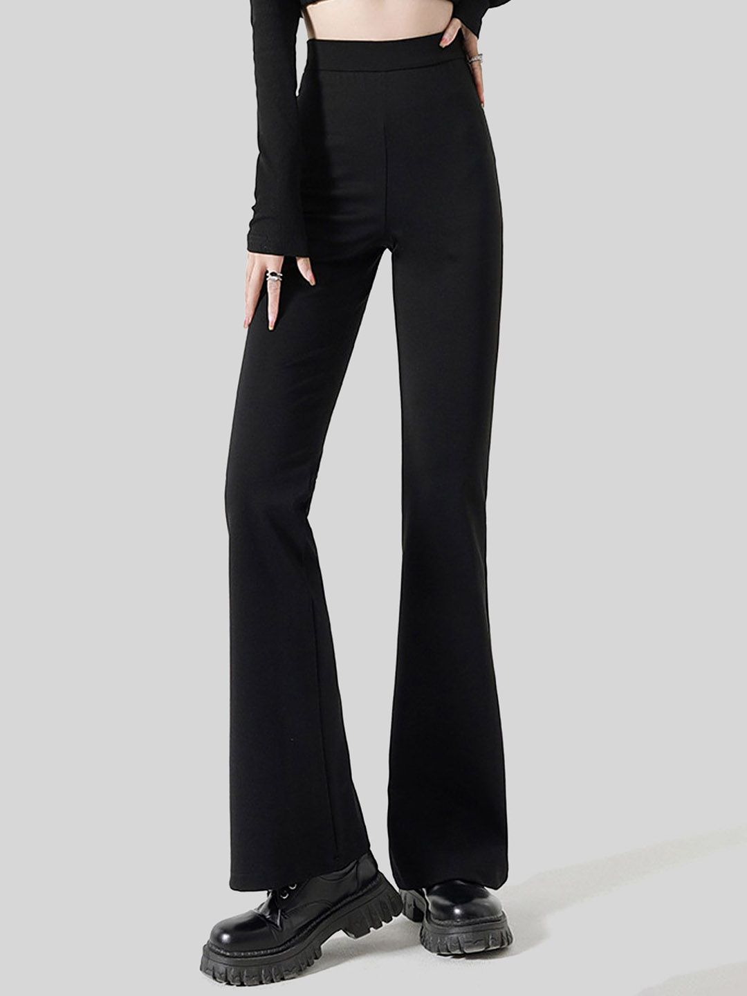 LULU & SKY Women Flared High-Rise Trousers-picture-29