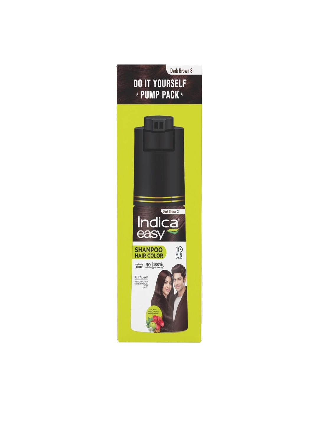 Indica Easy Shampoo Hair Color For 100% Grey Coverage - 180 ml - Dark Brown 03-picture-29