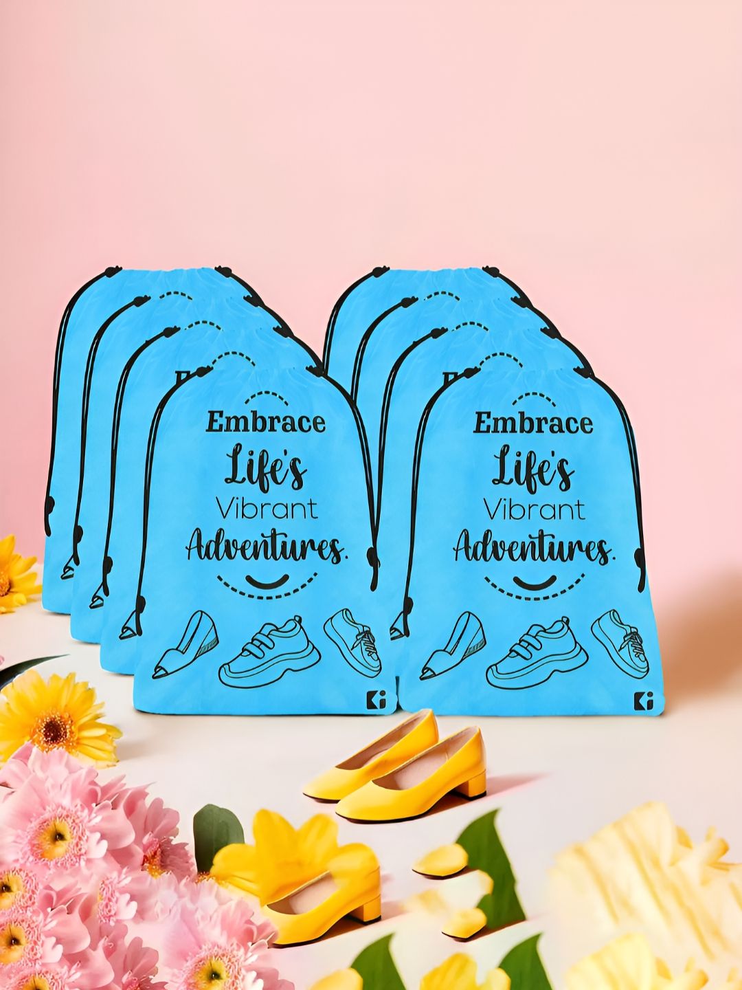 Aura Blue & Black 8 Pieces Printed Foldable Laundry Bags-picture-33