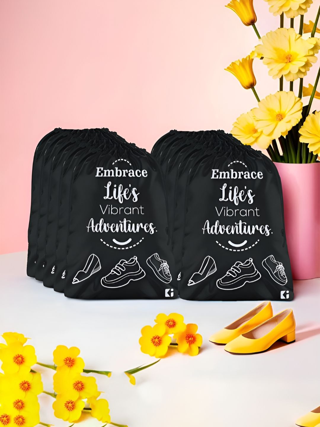 Aura Black & White 10 Pieces Printed Foldable Laundry Bags-picture-43