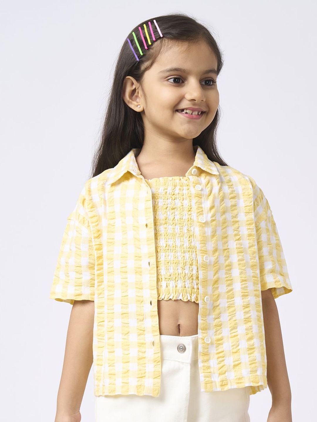 Ed-a-Mamma Girls Checked Smocked Cotton Shirt Style Top-picture-20