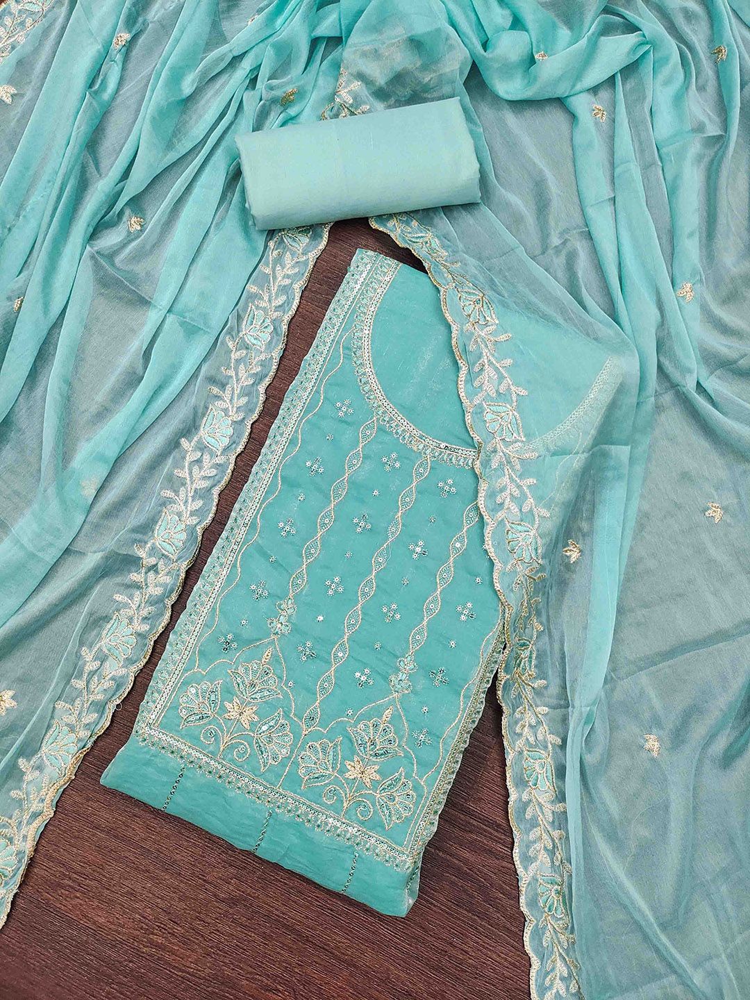 DIVASTRI Embroidered Satin Unstitched Dress Material-picture-5